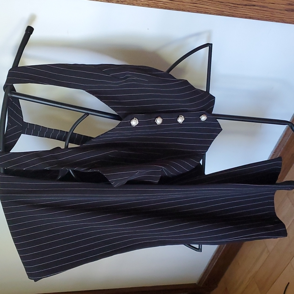 2 piece pin stripped vest/pants
